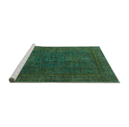 Sideview of Machine Washable Abstract Turquoise Modern Area Rugs, wshabs1319turq