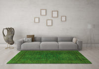 Machine Washable Abstract Green Modern Rug, wshabs1319grn