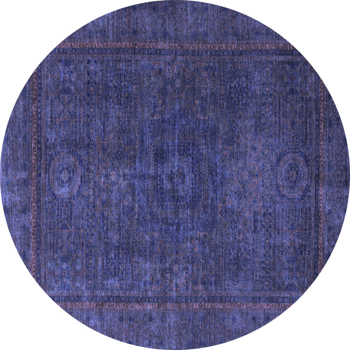 Round Machine Washable Abstract Blue Modern Rug, wshabs1319blu