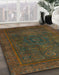 Machine Washable Abstract Antique Bronze Green Rug in a Family Room, wshabs1319