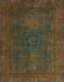 Machine Washable Abstract Antique Bronze Green Rug, wshabs1319