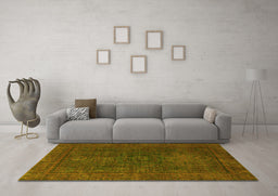 Machine Washable Abstract Yellow Modern Rug in a Living Room, wshabs1319yw