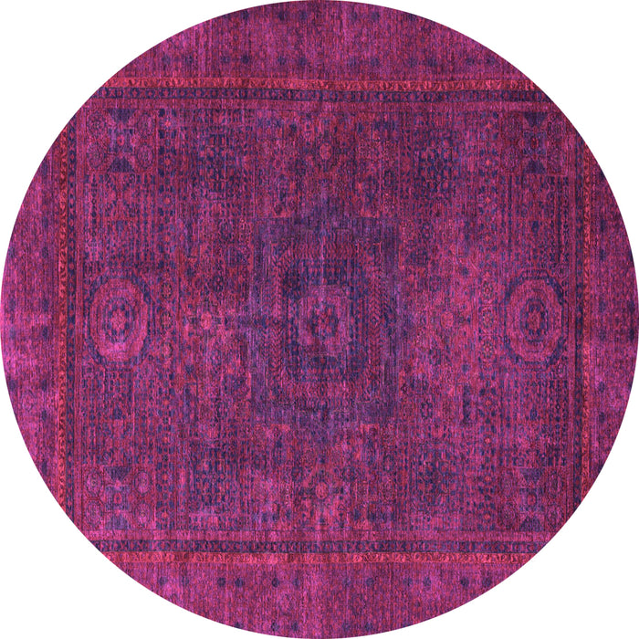 Round Machine Washable Abstract Pink Modern Rug, wshabs1319pnk