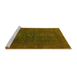 Sideview of Machine Washable Abstract Yellow Modern Rug, wshabs1319yw