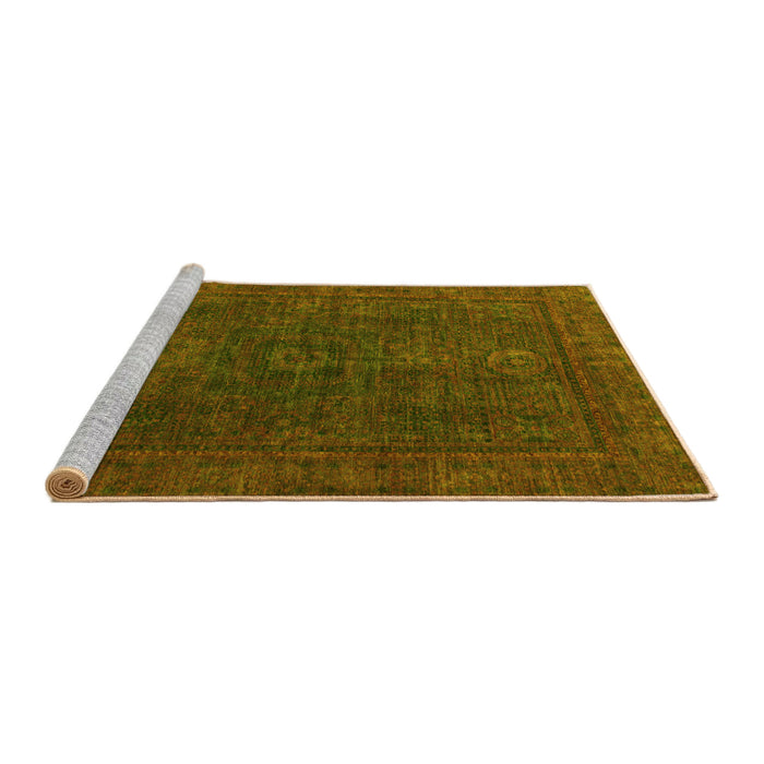 Sideview of Machine Washable Abstract Yellow Modern Rug, wshabs1319yw