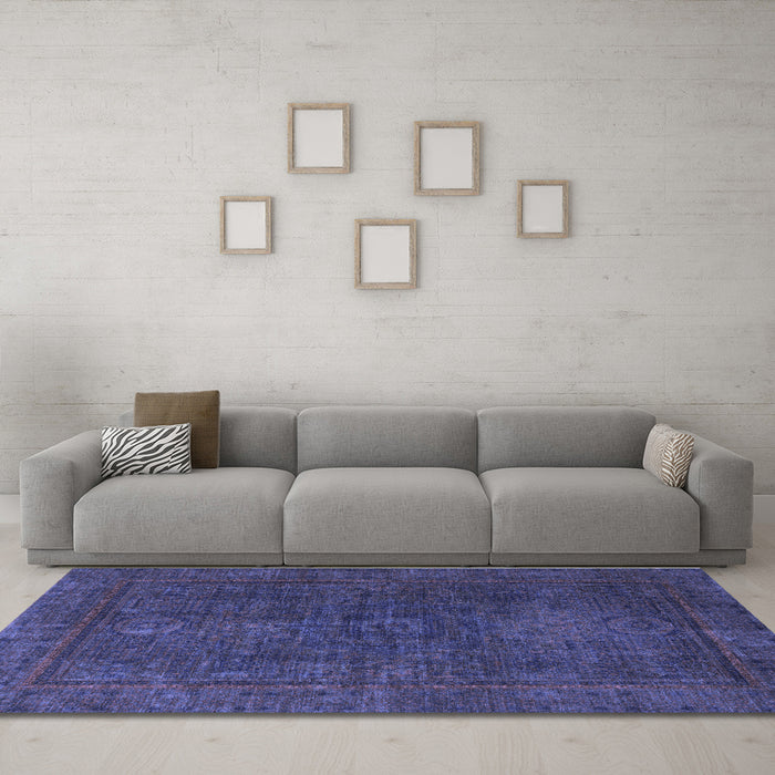 Machine Washable Abstract Blue Modern Rug in a Living Room, wshabs1319blu