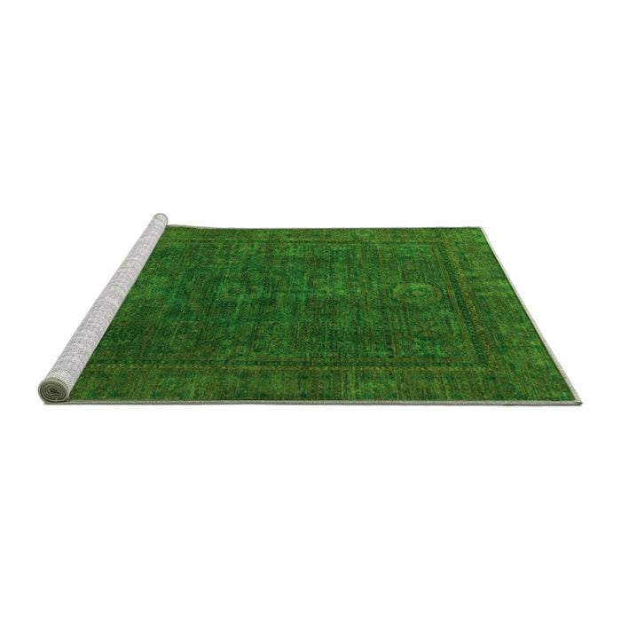 Sideview of Machine Washable Abstract Green Modern Area Rugs, wshabs1319grn