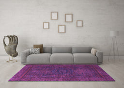Machine Washable Abstract Purple Modern Area Rugs in a Living Room, wshabs1319pur