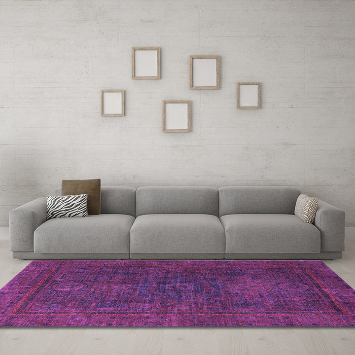 Machine Washable Abstract Purple Modern Area Rugs in a Living Room, wshabs1319pur