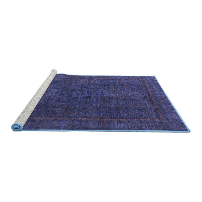 Sideview of Machine Washable Abstract Blue Modern Rug, wshabs1319blu