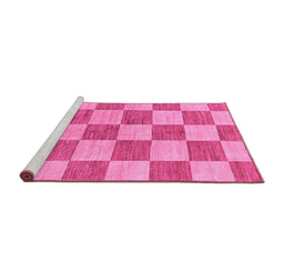 Sideview of Machine Washable Checkered Pink Modern Rug, wshabs131pnk