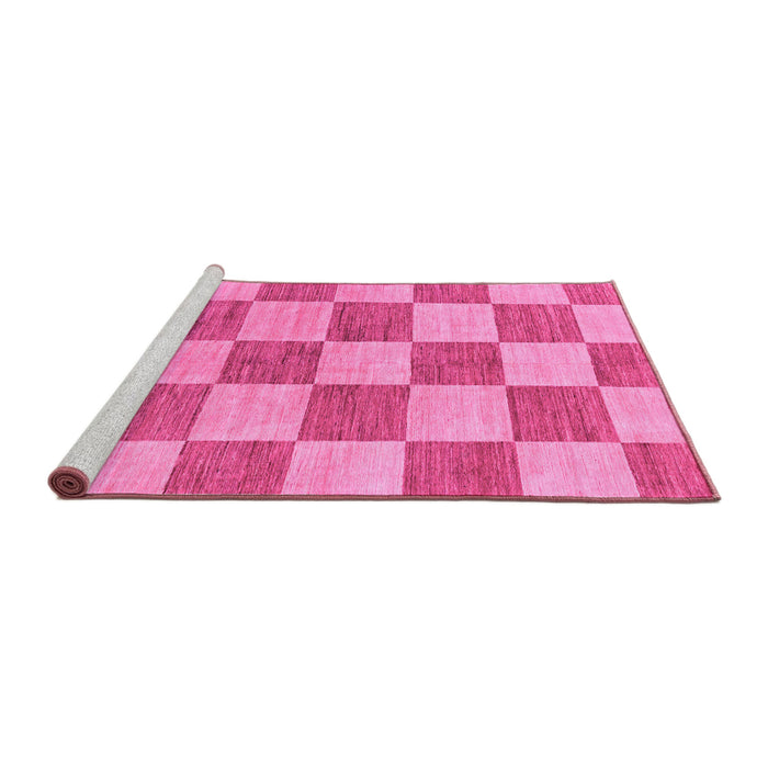 Sideview of Machine Washable Checkered Pink Modern Rug, wshabs131pnk