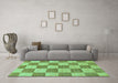 Machine Washable Checkered Turquoise Modern Area Rugs in a Living Room,, wshabs131turq