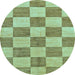 Round Checkered Light Blue Modern Rug, abs131lblu