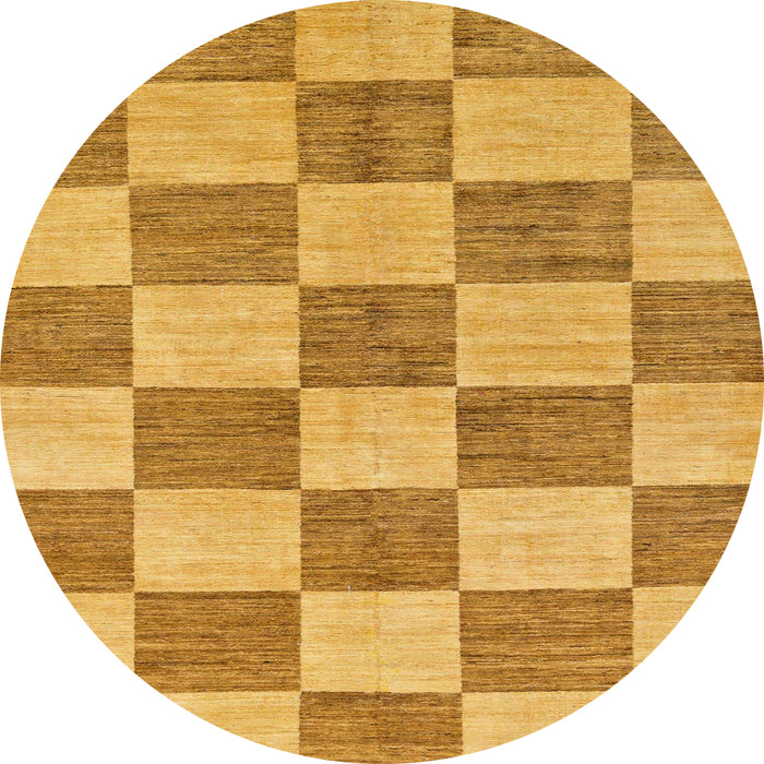 Round Abstract Orange Checkered Rug, abs131