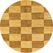 Round Abstract Orange Checkered Rug, abs131