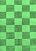 Machine Washable Checkered Emerald Green Modern Area Rugs, wshabs131emgrn