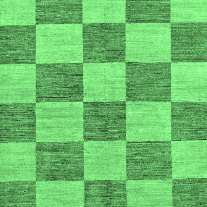 Machine Washable Checkered Emerald Green Modern Area Rugs, wshabs131emgrn