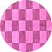 Round Checkered Purple Modern Rug, abs131pur