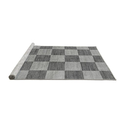 Sideview of Machine Washable Checkered Gray Modern Rug, wshabs131gry
