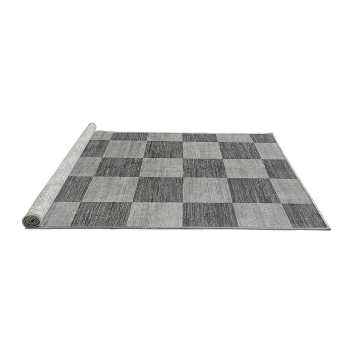 Sideview of Machine Washable Checkered Gray Modern Rug, wshabs131gry