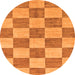 Round Machine Washable Checkered Orange Modern Area Rugs, wshabs131org