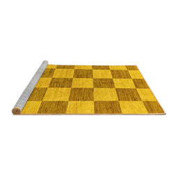 Sideview of Machine Washable Checkered Yellow Modern Rug, wshabs131yw
