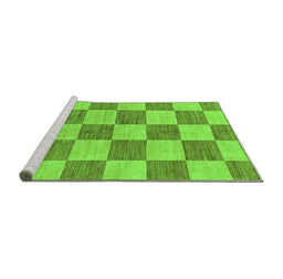 Sideview of Machine Washable Checkered Green Modern Area Rugs, wshabs131grn