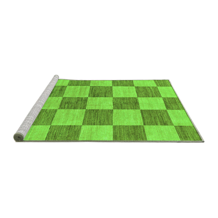 Sideview of Machine Washable Checkered Green Modern Area Rugs, wshabs131grn