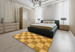 Abstract Orange Checkered Rug in a Bedroom, abs131