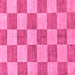 Square Machine Washable Checkered Pink Modern Rug, wshabs131pnk