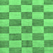 Square Machine Washable Checkered Emerald Green Modern Area Rugs, wshabs131emgrn