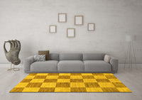 Machine Washable Checkered Yellow Modern Rug, wshabs131yw