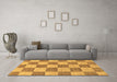 Machine Washable Checkered Brown Modern Rug in a Living Room,, wshabs131brn