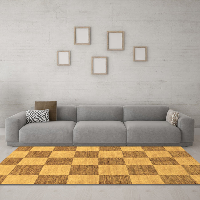 Machine Washable Checkered Brown Modern Rug in a Living Room,, wshabs131brn