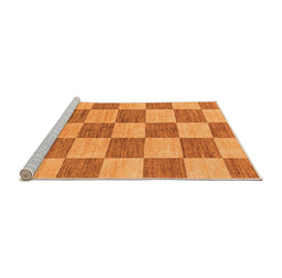 Sideview of Machine Washable Checkered Orange Modern Area Rugs, wshabs131org