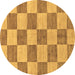 Round Checkered Brown Modern Rug, abs131brn