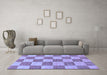 Machine Washable Checkered Blue Modern Rug in a Living Room, wshabs131blu