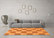 Machine Washable Checkered Orange Modern Area Rugs in a Living Room, wshabs131org