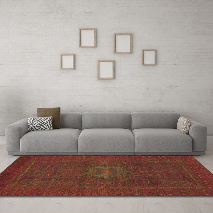 Machine Washable Abstract Brown Modern Rug in a Living Room,, wshabs1320brn