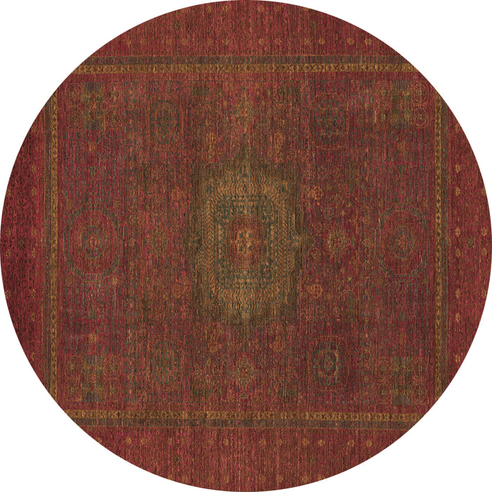 Round Abstract Brown Modern Rug, abs1320brn