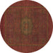 Round Abstract Brown Modern Rug, abs1320brn