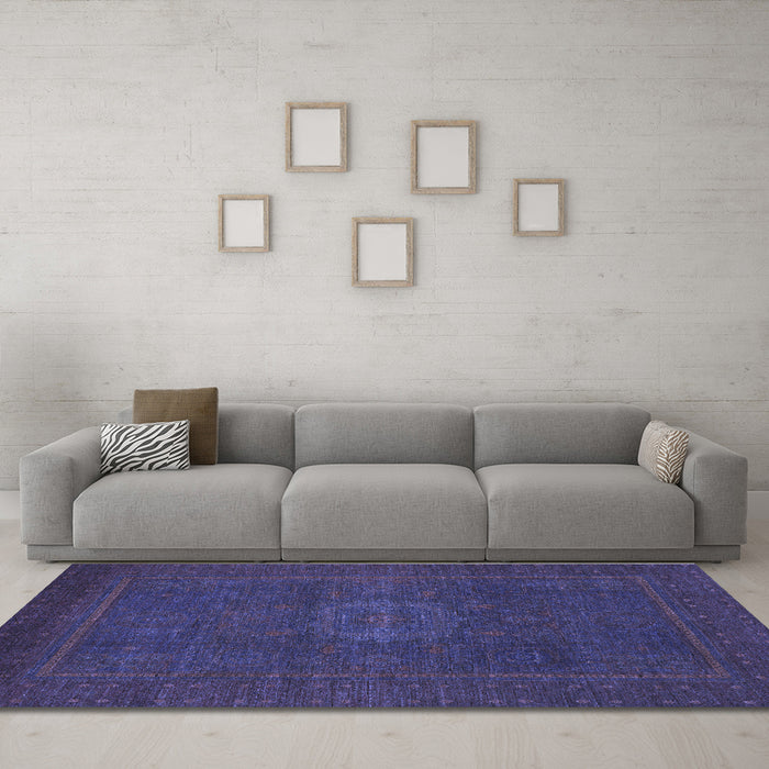 Machine Washable Abstract Blue Modern Rug in a Living Room, wshabs1320blu