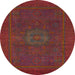 Round Abstract Brown Red Modern Rug, abs1320