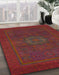 Abstract Brown Red Modern Rug in Family Room, abs1320