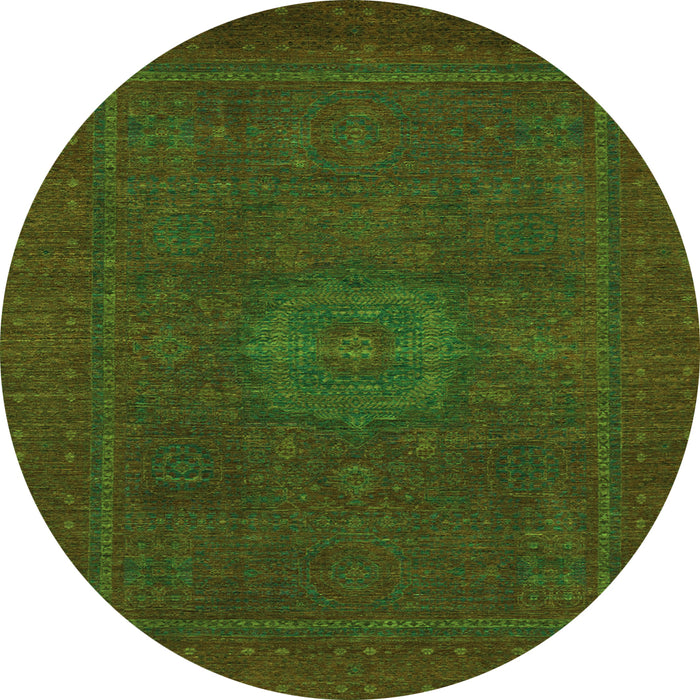 Round Abstract Green Modern Rug, abs1320grn