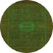 Round Abstract Green Modern Rug, abs1320grn