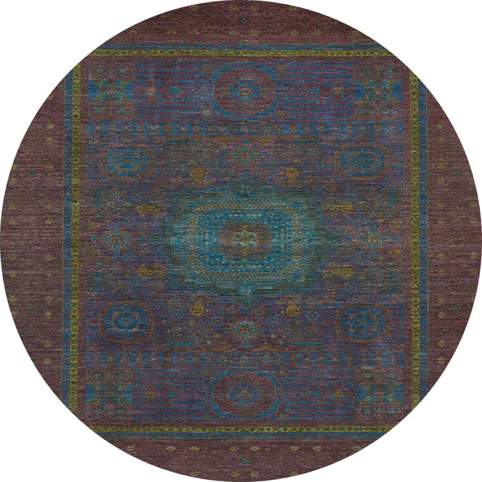 Round Abstract Light Blue Modern Rug, abs1320lblu