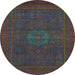 Round Abstract Light Blue Modern Rug, abs1320lblu