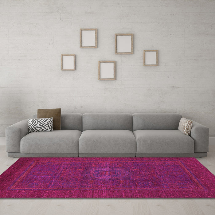 Machine Washable Abstract Pink Modern Rug in a Living Room, wshabs1320pnk